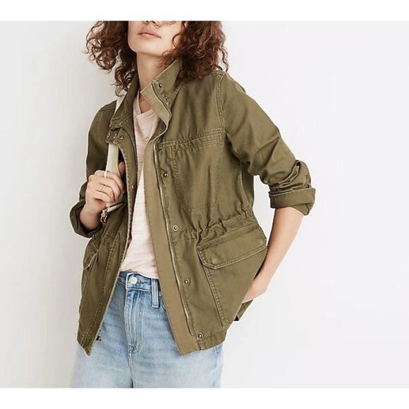 Madewell Dispatch Jacket Military Style Green Cotton Canvas Small Oversized - Picture 1 of 13